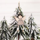 10 PCSChristmas Decorations Semi-Hollow Wooden Angel Door Hanging Wind Chimes Pendant, Size:L(GrEy)
