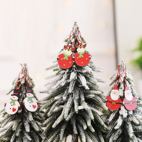 4 Boxes Big Belly Old Man Snowman Elk Decoration Christmas Wooden Pendant Christmas Tree Decoration