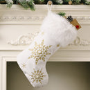 Christmas Decorations Flannel Pearl Snowflake Christmas Socks Plush Christmas Socks Gift Socks(Golden)