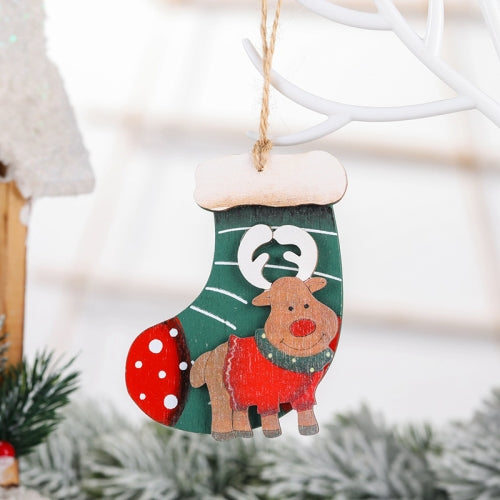 3 PCS Christmas Decorations Elk Christmas Stocking Christmas Tree Small Pendant(Green )