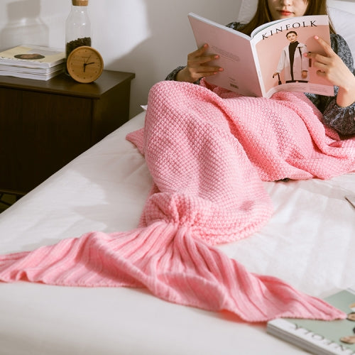 Mermaid Tail Blanket For Adult Super Soft Sleeping Knitted Blankets, Size:180 x 80cm(Pink)