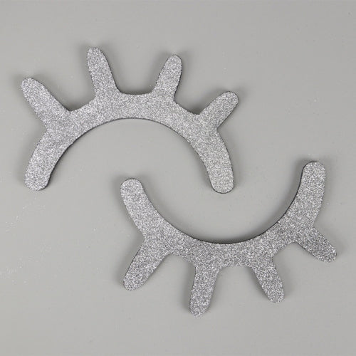 1 Pair Cute Wooden 3D Eyelash Wall Sticker Decor Bedroom Background Wall Sticker(Silver)