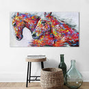 Two Horses Watercolor Decorative Oil Painting Living Room Decoration Painting Frameless Core, Size:20 x 40 cm(Two Horses)