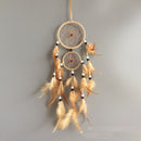 Home Decoration Retro Feather Dream Catcher Circular Feathers Wall Hanging Decor(Creamy White)