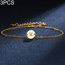3 PCS M Letter Gold Color Bracelet and Bangle for Woman Adjustable Simple Bracelets
