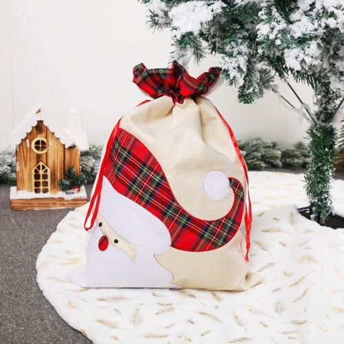 2 PCS Linen Christmas Gift Bag Tote Bag Drawstring Drawstring Pocket Decoration(The Elderly)