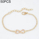 50 PCS Vintage Infinity 8 Bracelet For Women Bracelets(Gold)
