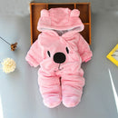 Bear Shape Winter Thick Cotton Cartoon Soft Baby Siamese Clothes, Height:59cm(Pink)
