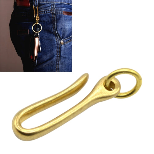 Retro Solid Brass Key Chain Key Ring Belt U Hook Wallet Chain Fish Hook, Length:4.8cm with Copper Rin(Brass)