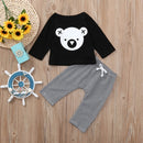 2 in 1 Baby Cartoon Koala Pattern Long-sleeved Shirt + Striped Trouser Suit, Kid Size:100cm