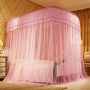 U-shaped Three-door Stainless Steel Tube Floor Mosquito Net, Size:Bold 25mm 1.2x2.0m(Pink)
