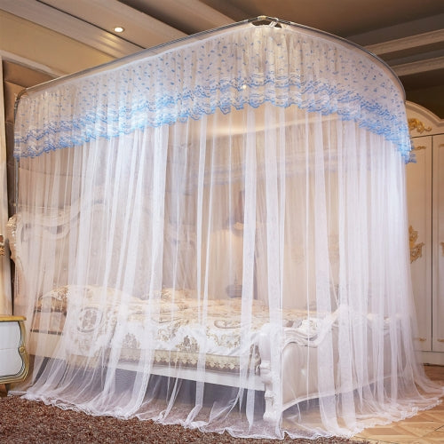 U-shaped Three-door Stainless Steel Tube Floor Mosquito Net, Size:Bold 25mm 1.8x2.0m(White)