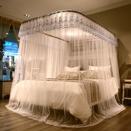 U-shaped Guide Rail Retractable Three-door Mosquito Net, Size:200x220 cm(White)