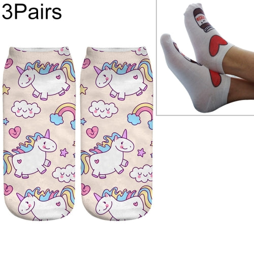 3 Pairs 3D Digital Printing Socks(647