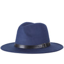 Men Fedoras Women Jazz Hat Black Woolen Blend Cap Outdoor Casual Hat(Blue)
