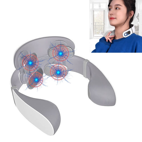 Pulse Multifunctional Hot Compress Physiotherapy Shoulder and Neck Cervical Massager Neck Protector, Style:Four Ends(White)