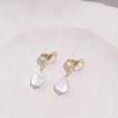 Gold Geometric Irregular Natural Freshwater Pearl Stud Earrings(Leaf)