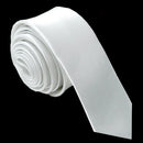 Men Narrow Casual Arrow Skinny Necktie Slim Tie(White)