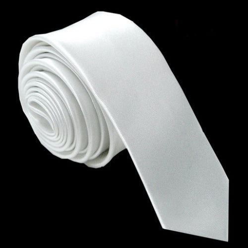Men Narrow Casual Arrow Skinny Necktie Slim Tie(White)