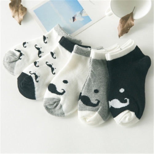 5 Pairs Cute Cotton Baby Boat Socks Children Socks, Size:7-10 years old(c768)