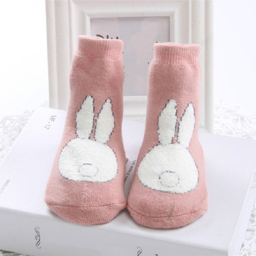 Autumn and Winter Plus Fluffy Cartoon Style Socks Baby Cotton Socks, Size:M(Pink)