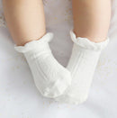 Girls Boys Cotton Summer Autumn Newborns Toddler Anti-Slip Socks, Kid Size:M(White)