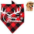 2 PCS Christmas Pet Saliva Towel Pet Triangle Scarf( Red Big Antler Snowflake)