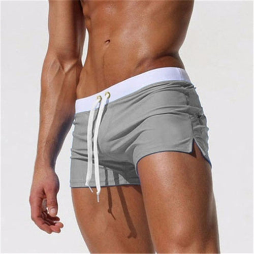 Back Pocket Flat Shorts Summer Beach Swim Shorts for Men, Size:S(Gray)