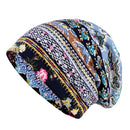 Women Summer Thin Cotton Printing Wild Sunproof Dual-purpose Hat Wrap Cap, Size:One Size(Blue)