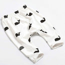 Children Whale Print Pattern Elastic Waist Cotton Trousers, Size:S(White)
