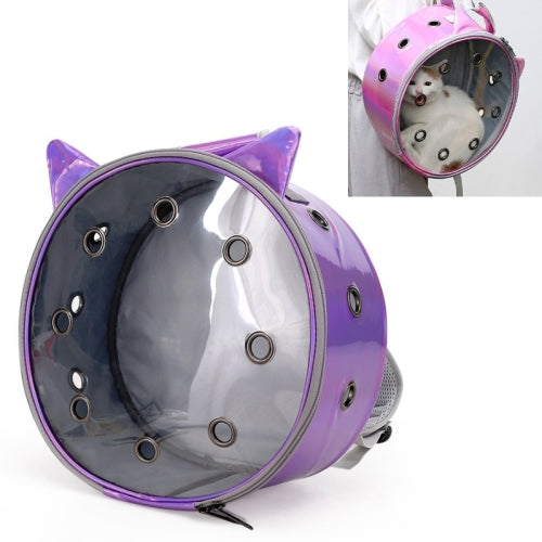 Pet Breathable Transparent Go Out Lightweight Backpack(Purple)