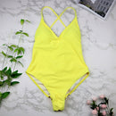 Women Swimwear Sexy High Cut One Piece Swimsuit Bathing Suit Female Monokini, Color:Yellow(XL)