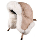 Unisex Universal Autumn and Winter Thickened Plus Velvet Warm PU Leather Dome Ear Protected Cap Flight Hats, Size:One Size(Meat Pink)