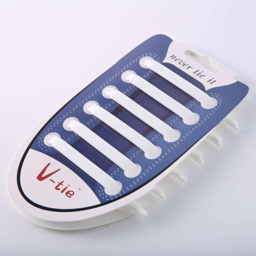 12 PCS / Set Creative Unisex Women Men Athletic Running No Tie Shoelaces Elastic Silicone Shoe Lace for All Sneakers(White)