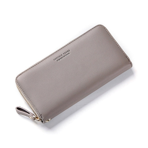 Women Long Clutch Wallet Large Capacity Wallets Female Purse Phone Pocket Card Holder(Gray)
