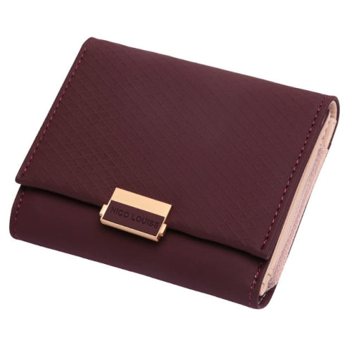 Luxury Wallet Female Leather Women Leather Purse Plaid Wallet Ladies Hot Change Card Holder Coin Small Purses for Girls(Wine red)