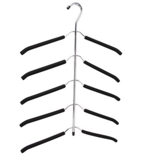 Multilayer Fish Bone Shape Stainless Steel Clothing Storage Racks Clothes Hanger Wardrobe Laundry Drying Rack(Black)