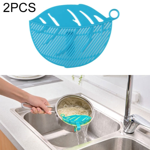 2 PCS Leaf Shaped Rice Wash Gadget Noodles Beans Colanders Strainers Cleaning Tool, Size:10.5x14.5cm(Blue)