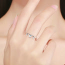 925 Sterling Silver Heart Diamond Ring Women Wedding Engagement Jewelry, Ring Size:8