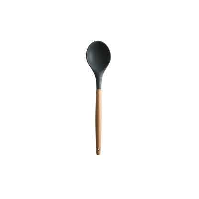 Silicone Wood Handle Spatula Heat-resistant Soup Spoon Non-stick Special Cooking Shovel Kitchen Tools Round Soup Spoon