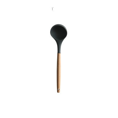 Silicone Wood Handle Spatula Heat-resistant Soup Spoon Non-stick Special Cooking Shovel Kitchen Tools Large Soup Spoon