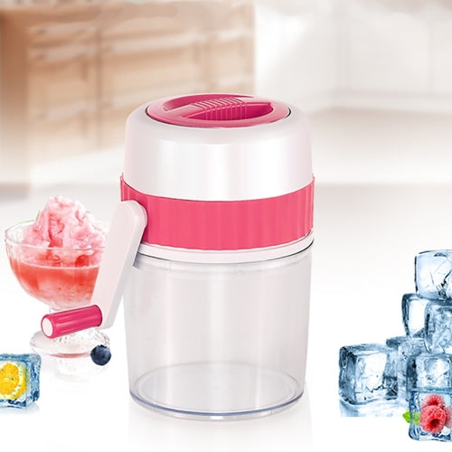 Portable Stainless Steel Household Manual Mini Ice Crusher Hand Shaved Ice Machine(Light Pink)