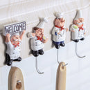 5 PCS Chef Shape Strong Viscose Stainless Steel Load-bearing Seamless Nail Wall Hook Random Style Delivery