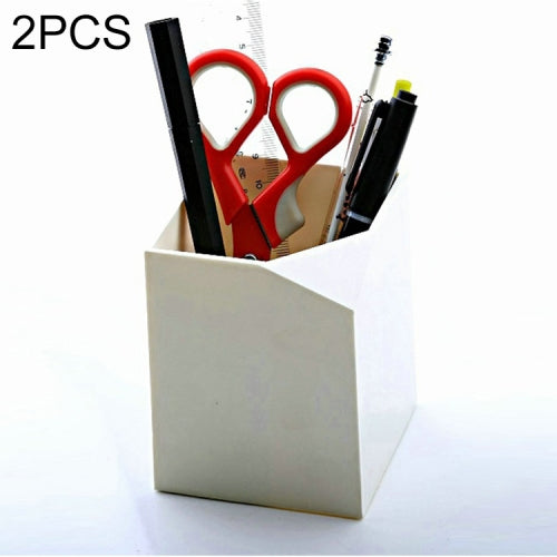 2 PCS Plastic Pen Holder Multifunctional Office Supplies(White)