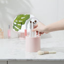 Makeup Brush Storage Bucket Desktop Dust Storage Box with Pearl(Lotus Color)