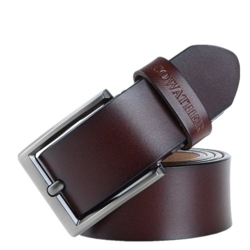 COWATHER XF002 Men The Second Layer Cowhide Business Casual Pin Buckle Belt, Belt Length:125cm(XF002 Coffee)