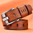 Men Vintage Crocodile Textured Leather Belt, Belt Length:110CM(Yellow)