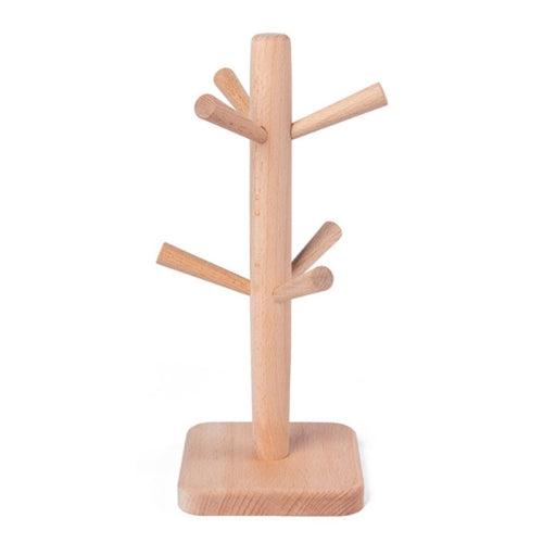 Solid Wood Six-claw Mug Holder Creative Cup Drain Rack, Style:Square Base