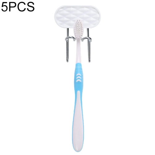5 PCS Stainless Steel toothbrush Cup Holder Wall-mounted Wash Cup Rack, Style:Single Row(White)
