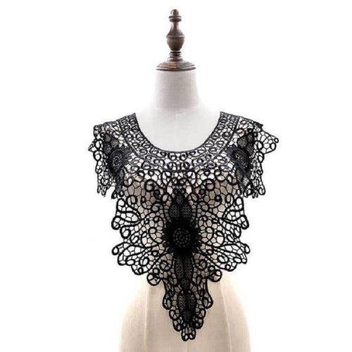 Black Lace Embroidery Hollow Fake Collar DIY Clothing Accessories, Size: About 55 x 47cm